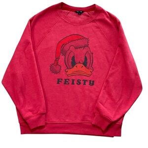 Disney x American Eagle Feisty Donald Duck Red Crewneck Sweatshirt Size Small